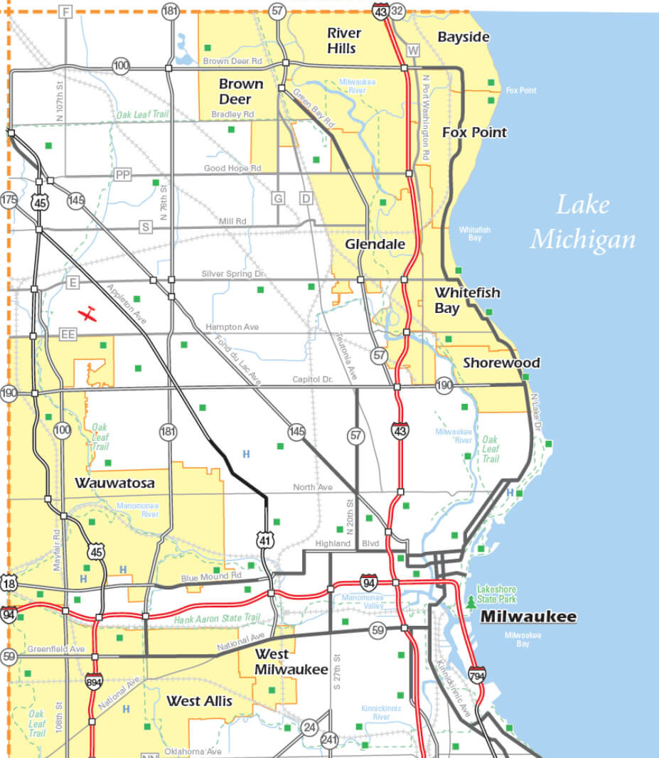 Milwaukee Map   Wisconsin